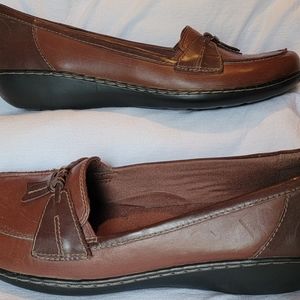 Clarks LEATHER tassel loafers "Ashland Bubble" Womens Sz. 12 Narrow